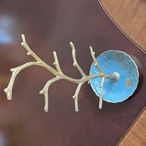 Cynthia Rowley New York Jewelry Tree Enamel Brass 12.5 " Necklace Ring Holder